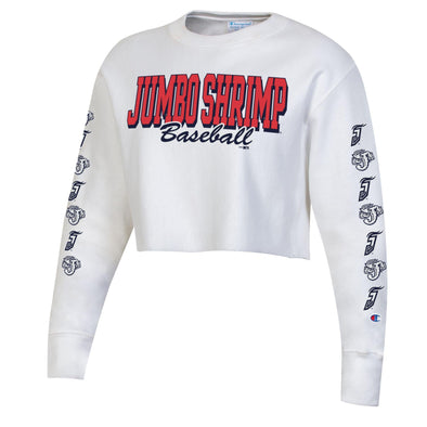 Jacksonville Jumbo Shrimp Champion Women's Boyfriend Crop Crew Sweatshirt