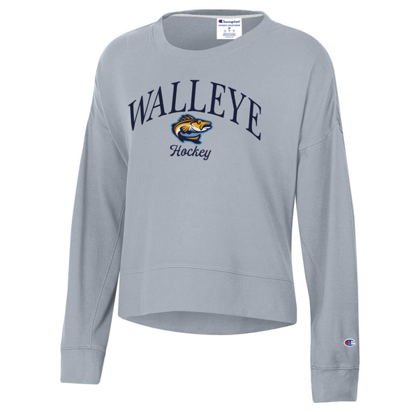 Toledo Walleye Ladies Silver Sueded Touch Crew