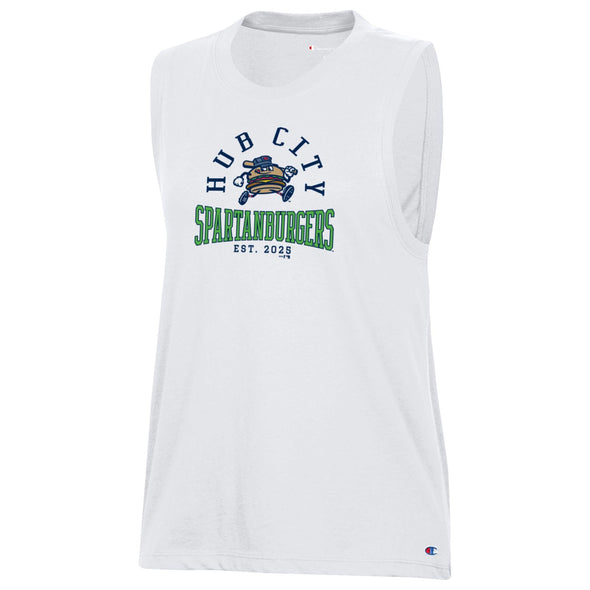 Women's White Muscle Champion Tank