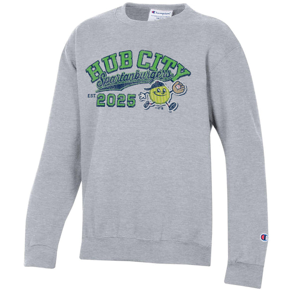 Youth Grey Champion Powerblend Crewneck