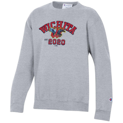 Wichita Wind Surge Youth Grey Powerblend Crewneck Sweatshirt