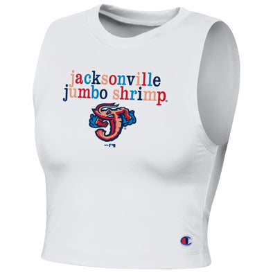 Jacksonville Jumbo Shrimp Champion Ladies White Contour Cropped Tank