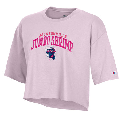 Jacksonville Jumbo Shrimp Champion Women's Pink Boyfriend Crop