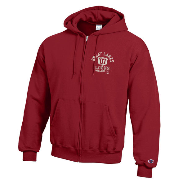 Great Lakes Loons Champion Cardinal Red Powerblend Full-zip Hoodie
