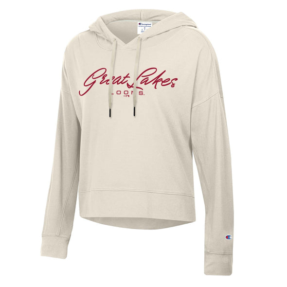 Great Lakes Loons Champion Ivory Sueded Hoodie - Womens