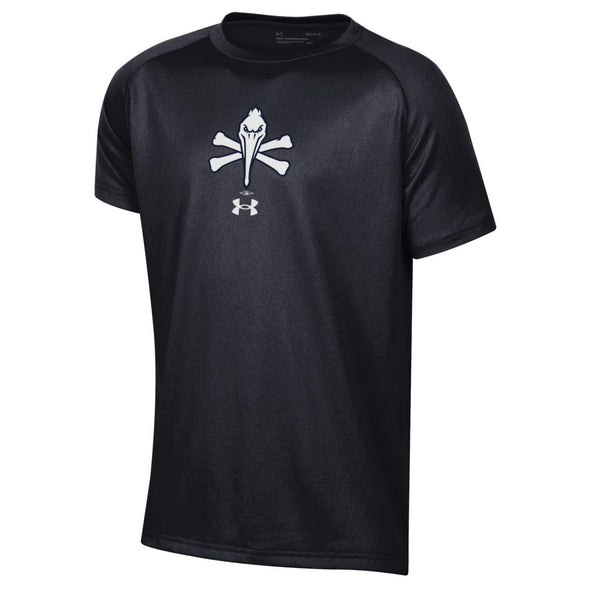 Myrtle Beach Pelicans Under Armour Youth Black Pirate Logo Tech Tee