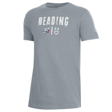 UA Youth Reading Performance Cotton Steel Heather Tee