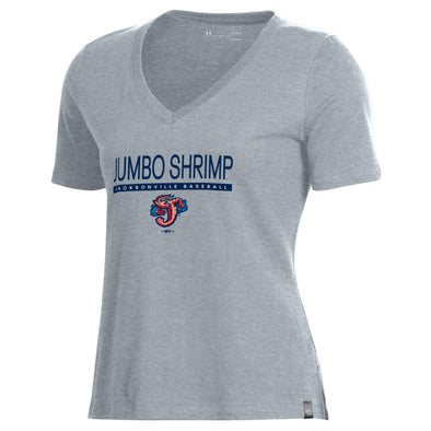 Jacksonville Jumbo Shrimp Under Armour Ladies Steel Heather Performance Cotton V-Neck