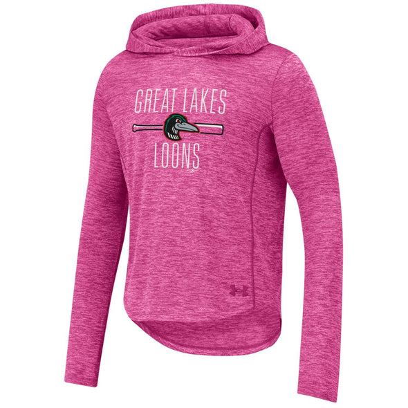 Great Lakes Loons Under Armour Alpha Pink Twist Tech Hoodie - Youth