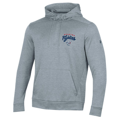 Under Armour Mens Fleece 1/4 Zip Heather Gray Primary Logo Hooded Sweatshirt