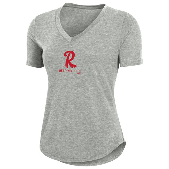 UA Reading Fightin Phils Women's Breezy Grey V-neck Tee