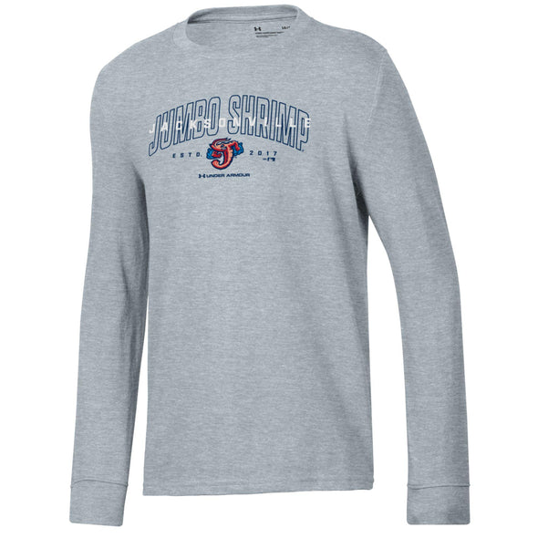 Jacksonville Jumbo Shrimp Under Armour Yth Steel Heather Performance Cotton L/S Tee