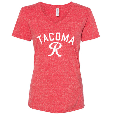 Tacoma Rainiers Women's Red Snow Heather V-Neck