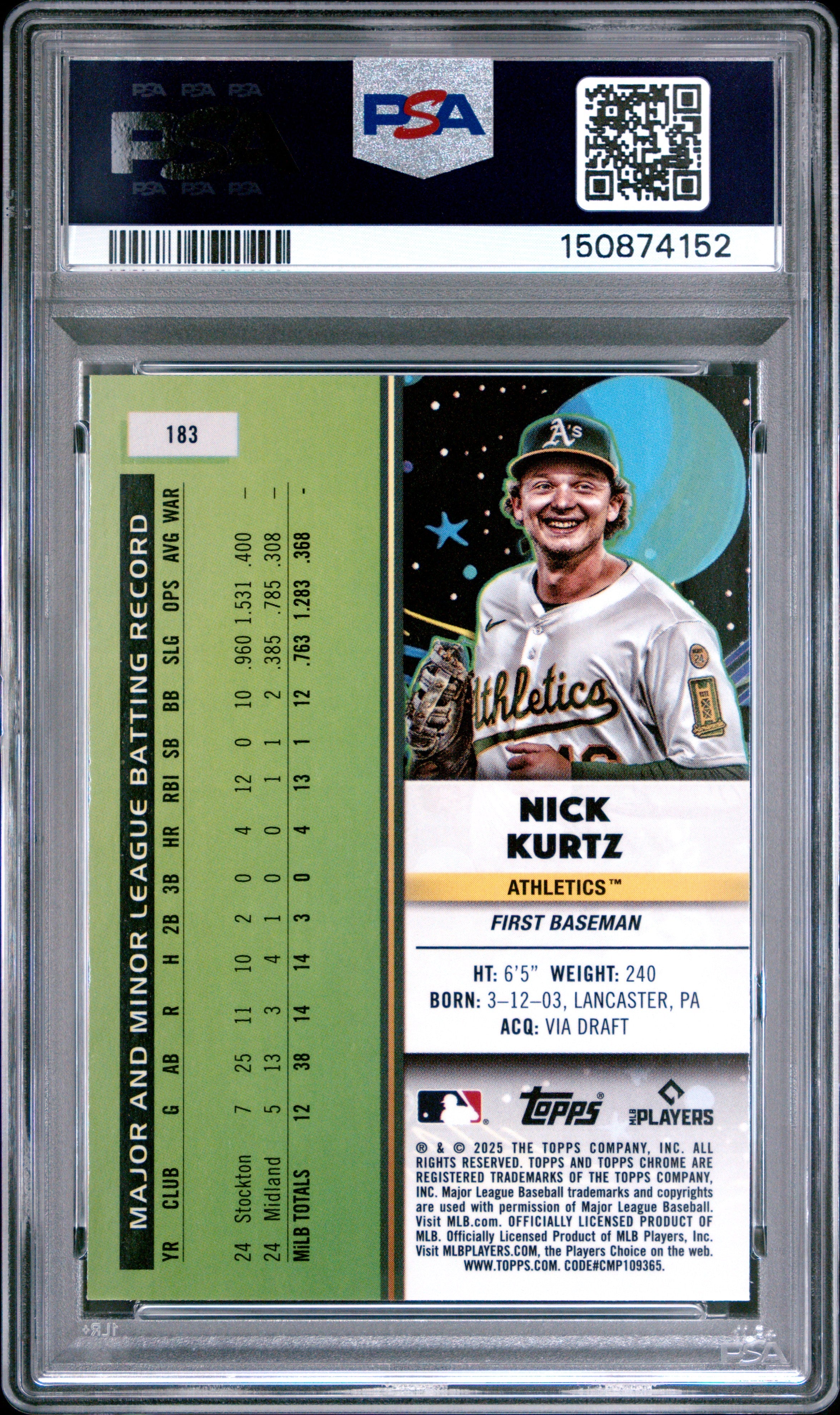 Nick Kurtz 2025 Topps Cosmic Chrome #183 Nucleus – Minor League