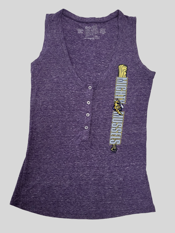 Mighty Mussels Ladies Button Down Henley Tank