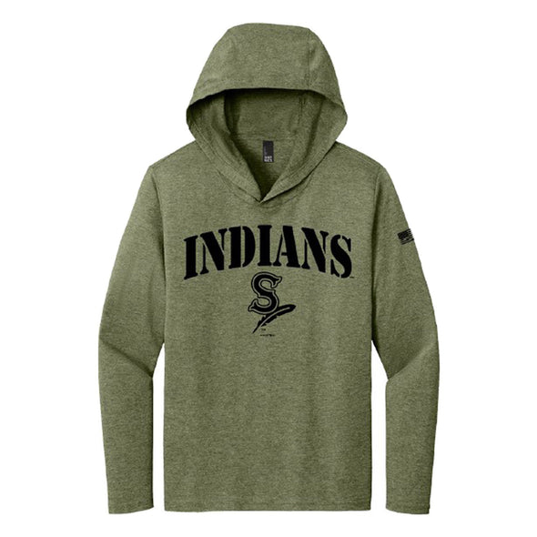 Spokane Indians Military Green Tri-Blend Hooded Tee