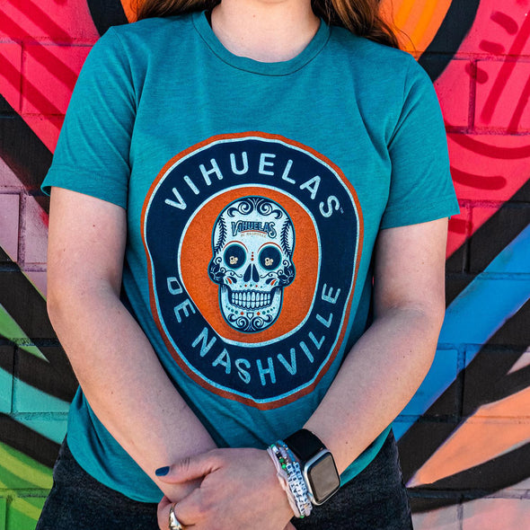 Nashville Sounds 108 Stitches Copa Go To Sugar Skull Teal Tee