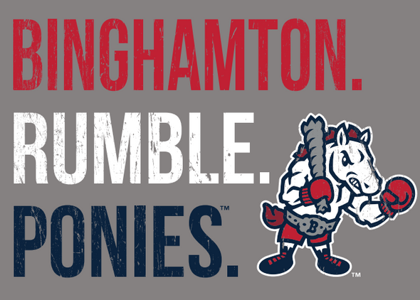 BRP New! Adult BINGHAMTON. RUMBLE. PONIES. Gray T-Shirt