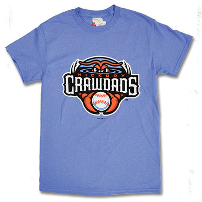 Hickory Crawdads Primary Logo Blue Youth Tee