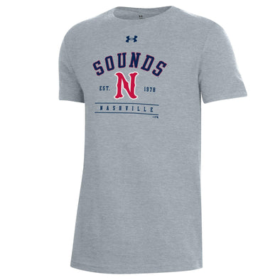 Nashville Sounds Youth Under Armour Steel Heather Grey Performance Cotton Tee