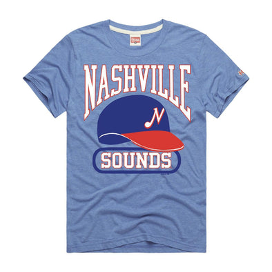 Nashville Sounds Homage Blue Batting Helmet Throwback Tee