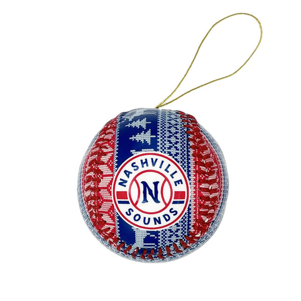 Nashville Sounds Red Navy Sweater Christmas Ornament