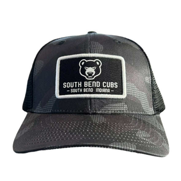 South Bend Cubs Camo Adjustable Trucker Cap