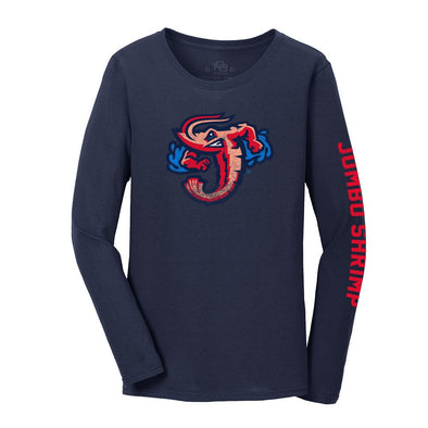 Jacksonville Jumbo Shrimp 108 Stitches Ladies Vintage Home Logo L/S Tee