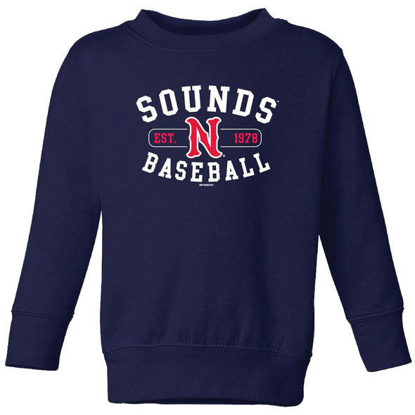 Nashville Sounds Toddler Navy N Logo Crew Sweatshirt