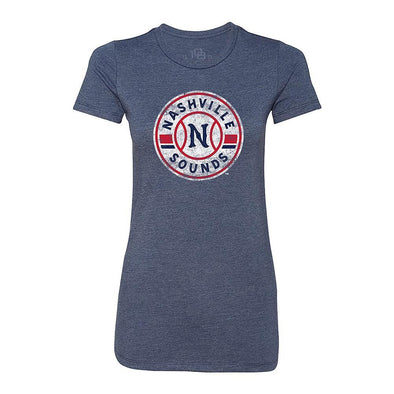 Nashville Sounds 108 Stitches Ladies Navy Primary Logo Tee