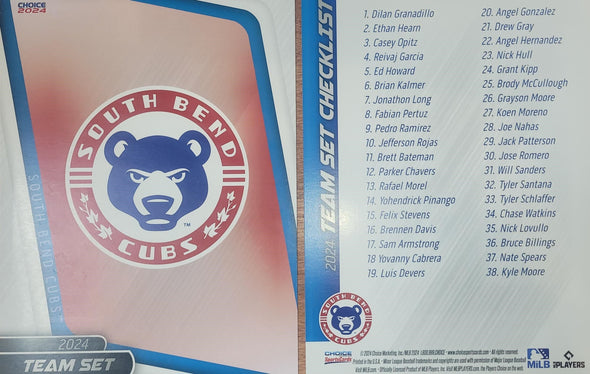 South Bend Cubs 2024 Trading Card Team Set