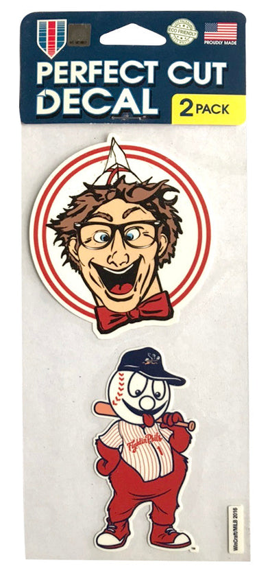 WinCraft Reading Fightin Phils Crazy Hot Dog Vendor and Screwball Decals