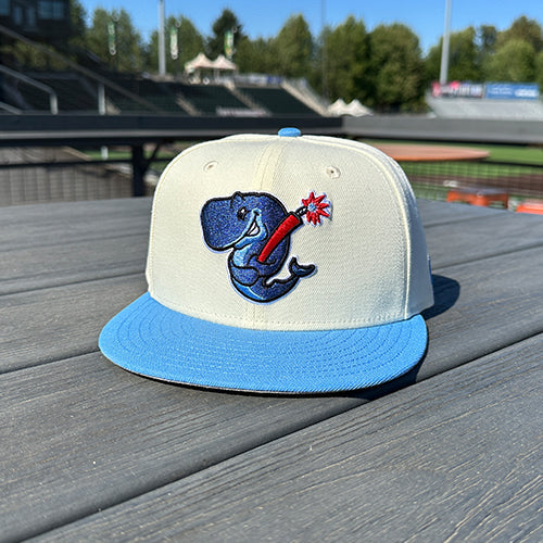 Eugene Emeralds Exploding Whales New Era 9FIFTY Chrome/Blue Snapback Cap