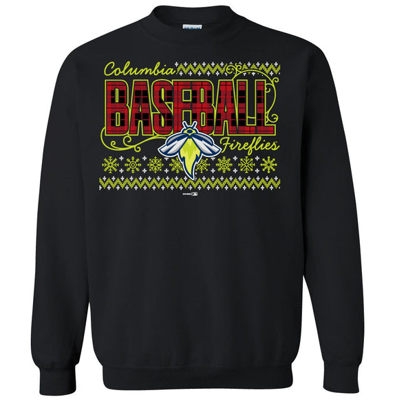 Columbia Fireflies Adult Black Cutting Christmas Crewneck