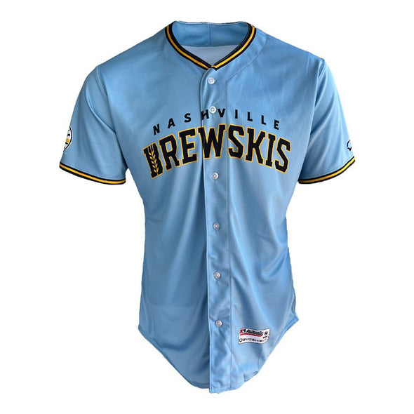 Nashville Sounds EvoShield Adult Authentic Powder Blue Brewskis Jersey