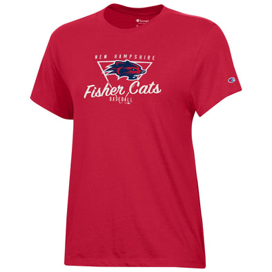 New Hampshire Fisher Cats Women's Red Angry Fisher Diamond Tee