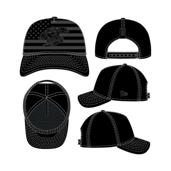 Jersey Shore BlueClaws New Era 9FOURTY Flag Adjustable Black Cap