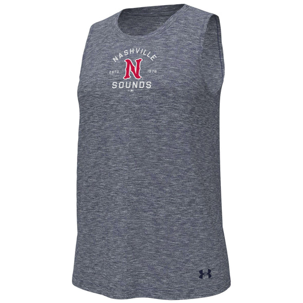 Nashville Sounds Women's Under Armour Navy Breezy Muscle Tank 2.0