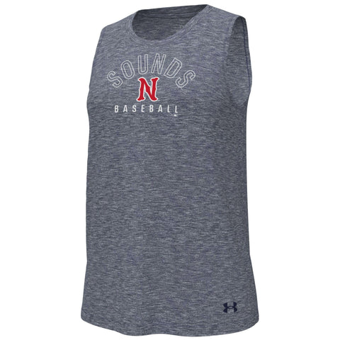 Nashville Sounds Women's Under Armour Navy Breezy Muscle Tank