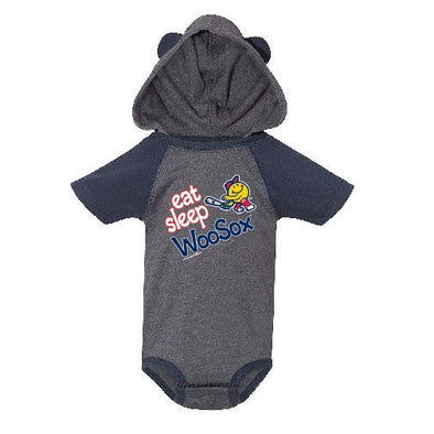 Worcester Red Sox Soft As A Grape Navy Ears Hood Onesie