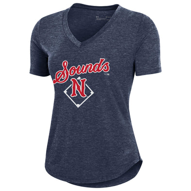 Nashville Sounds Women's Under Armour Navy Breezy V-Neck Tee