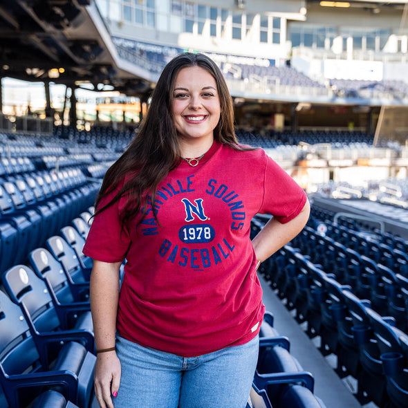 Nashville Sounds Retro Brand Deep Red Sueded Tee