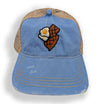 Jersey Diners Adult State & Eggs Distressed Snap Back Tea Stain Cap