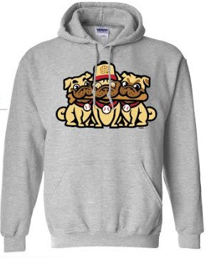 BRP NEW!  Grumble Pugs Heather Gray Hoodie Sweatshirt