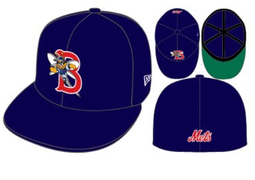 BRP NEW! B-Mets 59FIFTY NAVY BLUE ON-FIELD REPLICA w/GREEN UNDERVISOR New Era hat