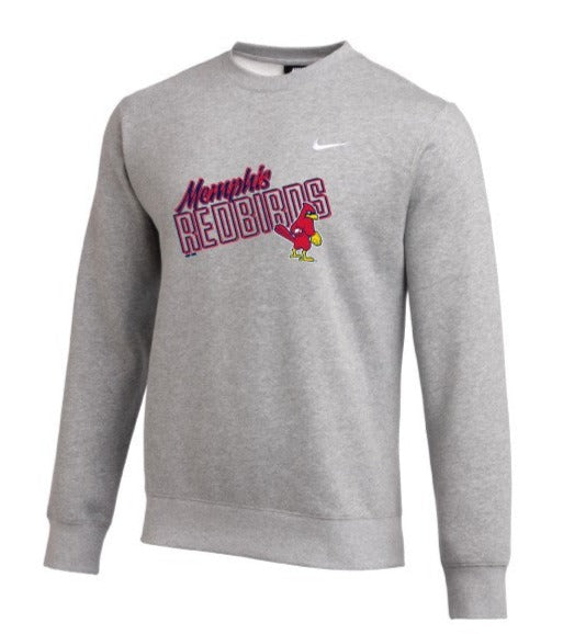 Memphis Redbirds Gray Nike Crewneck Sweatshirt