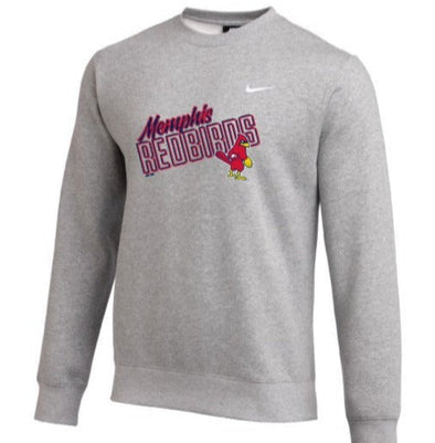 Memphis Redbirds Gray Nike Crewneck Sweatshirt