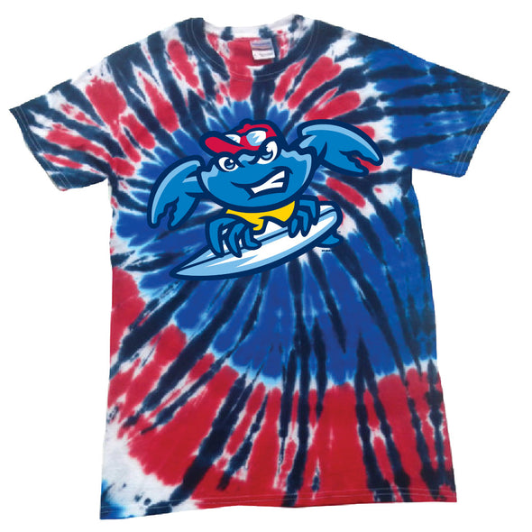 Jersey Shore BlueClaws RW&B Tie- Dye Surfing Crab T-Shirt
