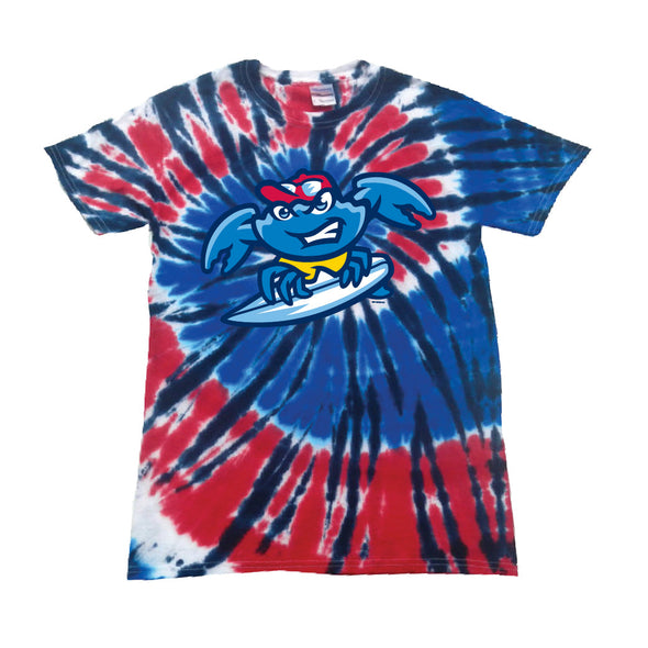 Jersey Shore BlueClaws Youth RW&B Tie-Dye Surfing Crab T-Shirt