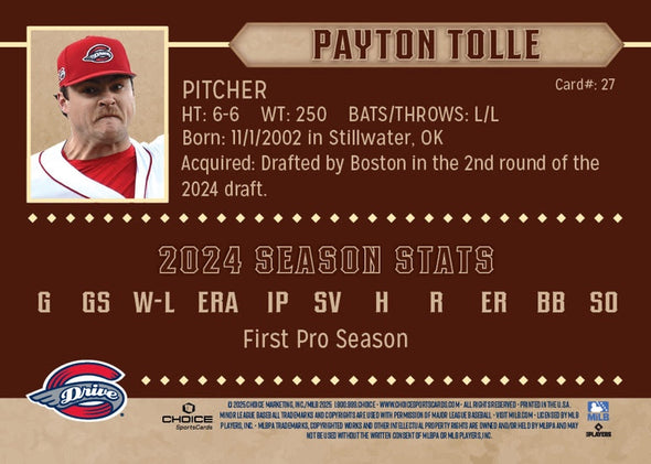 Greenville Drive 2025 Team Baseball Card Set